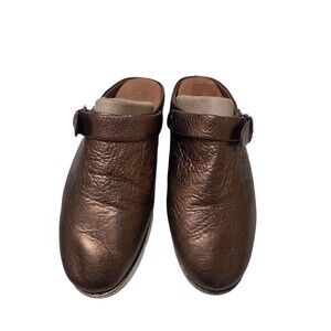 Gentle Souls Kenneth Cole Esther Metallic Bronze Leather Mule Slip On Shoes 10M